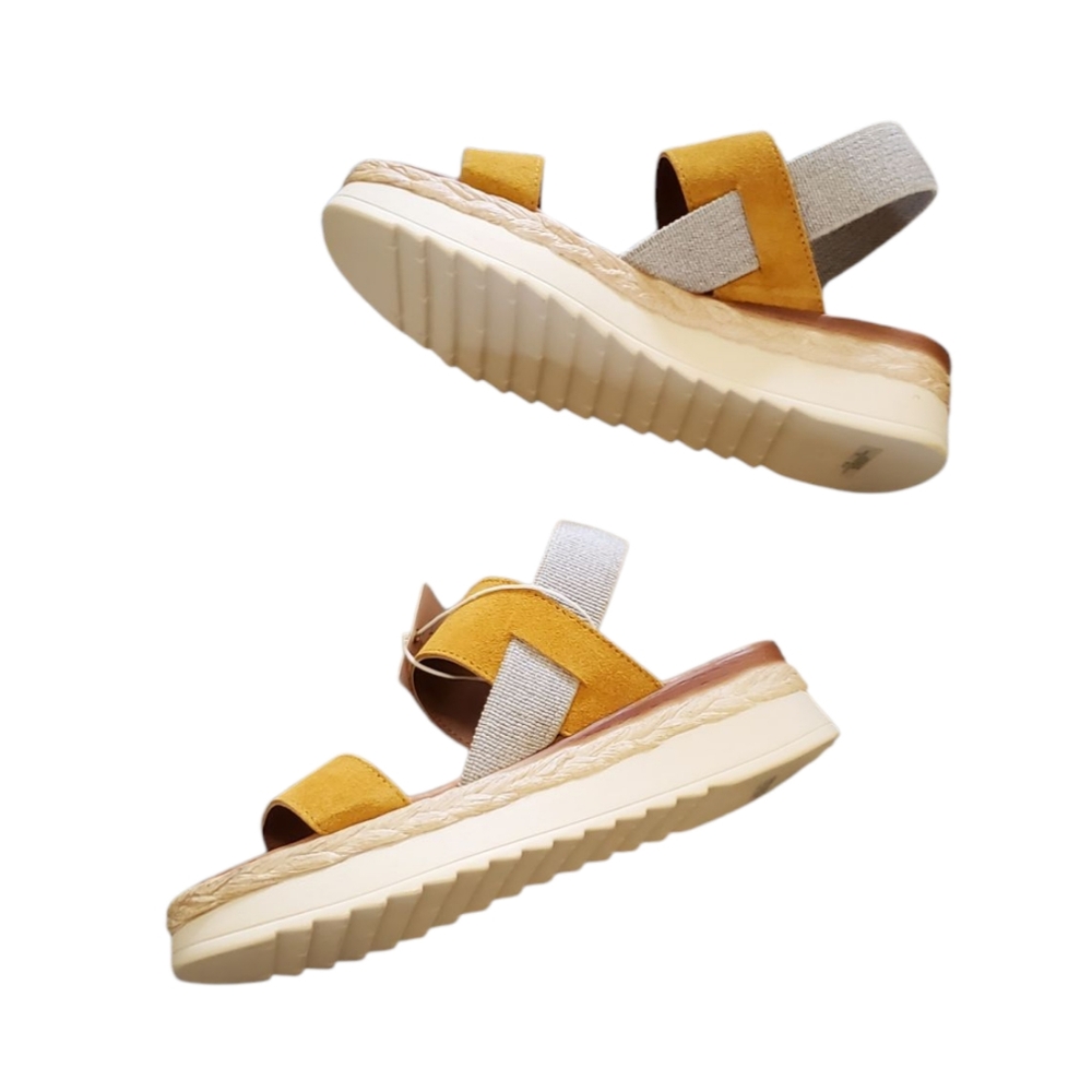 Mariella Flatform Espadrille Trim Sandal Mustard Yellow - Ocra 39 | 8-8.5